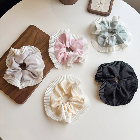 Satin Pleated Splicing Handmade Geometric Hair Tie High Elasticity Versatile Highend