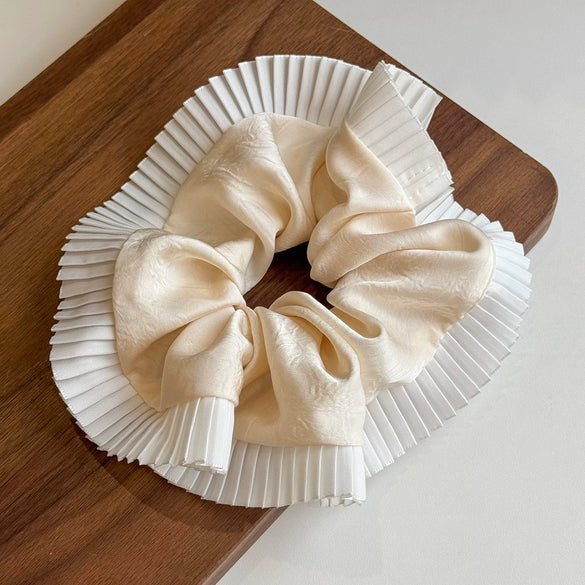 Satin Pleated Splicing Handmade Geometric Hair Tie High Elasticity Versatile Highend