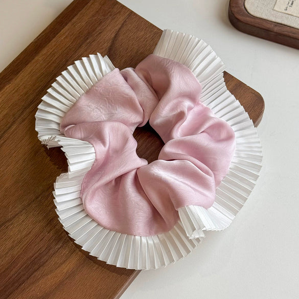 Satin Pleated Splicing Handmade Geometric Hair Tie High Elasticity Versatile Highend