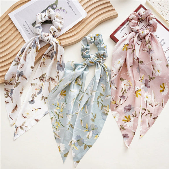 Satin Ponytail Ribbon Large Flower Hair Ring Hair Accessories For Women With Seiko Design And High Elasticity