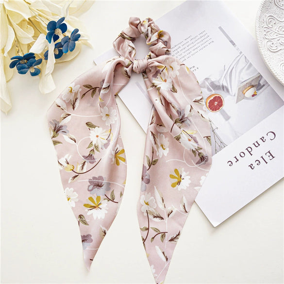 Satin Ponytail Ribbon Large Flower Hair Ring Hair Accessories For Women With Seiko Design And High Elasticity