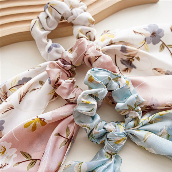 Satin Ponytail Ribbon Large Flower Hair Ring Hair Accessories For Women With Seiko Design And High Elasticity