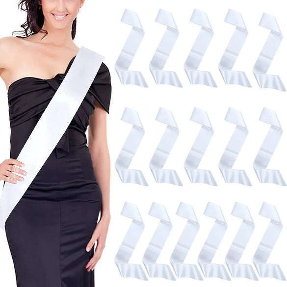 Satin Shoulder Strap Etiquette Belt White For Party And Dance Decoration