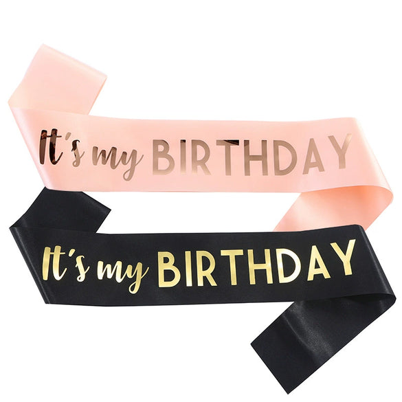 Satin Shoulder Straps Etiquette Ribbon For Birthday Party With Hot Stamping