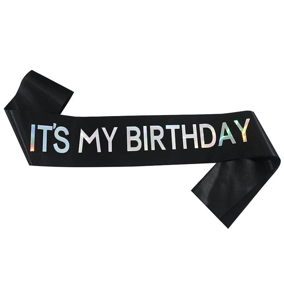 Satin Shoulder Straps Etiquette Ribbon For Birthday Party With Hot Stamping