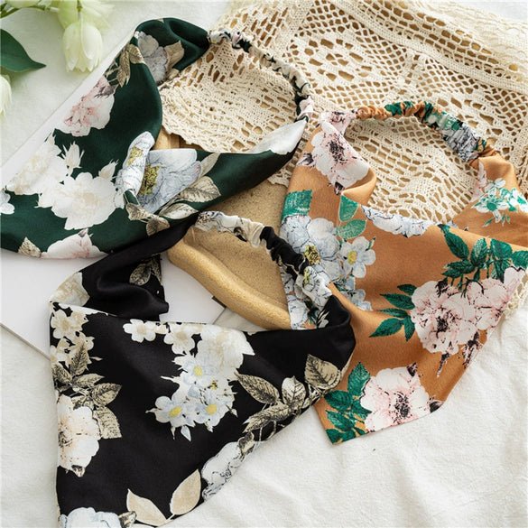 Satin Triangle Scarf Hair Accessories For Women Geometric Style