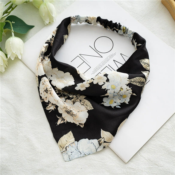 Satin Triangle Scarf Hair Accessories For Women Geometric Style