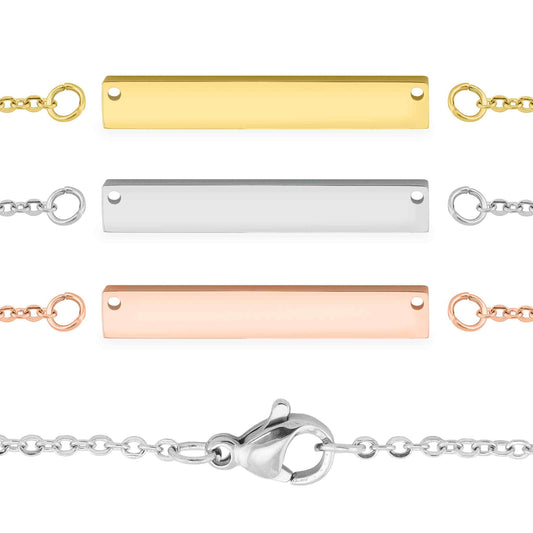 Blank Polished Bar Stainless Steel Necklace With Separated Chain / SBB0075