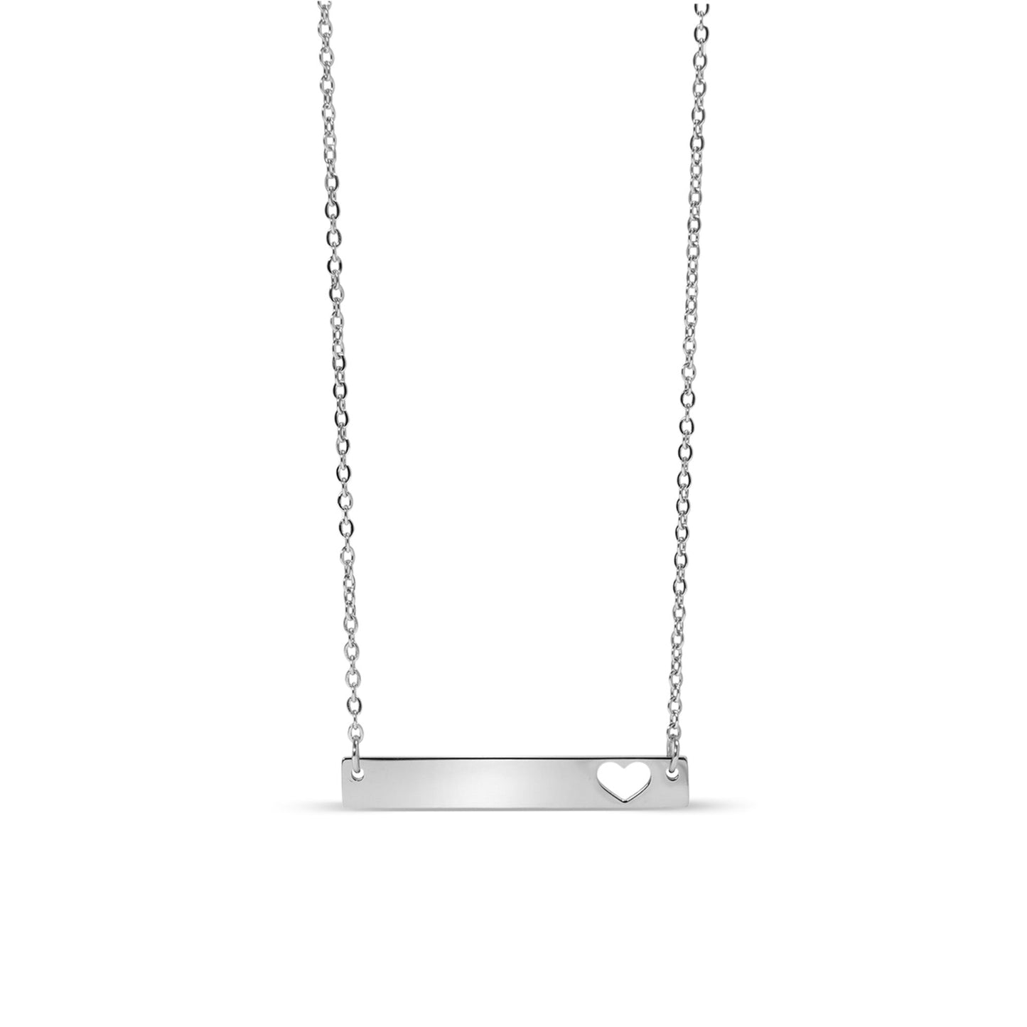 Cutout Heart Bar Polished Stainless Steel Necklace / SBB0085