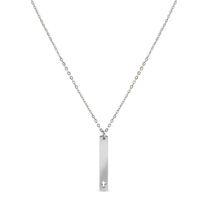 Cross Cutout Vertical Stainless Steel Bar Necklace / SBB0163