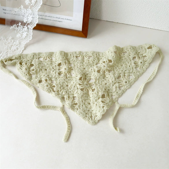 Scarf Turban Headwear Hollow Knitted Geometric Flower For Girls