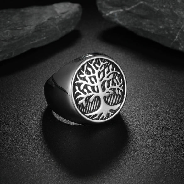 Seal Bracelet Life Tree Ring Titanium Steel Polish Unisex