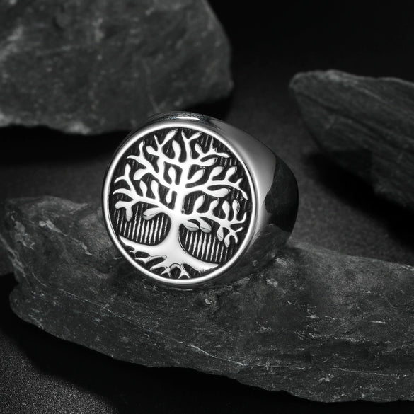 Seal Bracelet Life Tree Ring Titanium Steel Polish Unisex