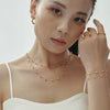 Seamless Freshwater Pearl Titanium Steel Necklace Bracelet Set For Ladies With Electroplating Treatment