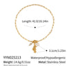 Seaside Leisure Pearl Seahorse Conch Stainless Steel Necklace With Ot Buckle Electroplated In 18K Gold Geometric Style For Women