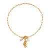 Seaside Leisure Pearl Seahorse Conch Stainless Steel Necklace With Ot Buckle Electroplated In 18K Gold Geometric Style For Women