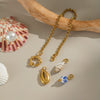 Seaside Ocean Style Conch Crab Claw Ceramic Glaze Handmade Stainless Steel Chain Bracelet With Electroplating For Women