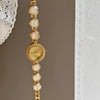 Secondhand Luxury Highend Colorful Women's Metal Bracelet Quartz Watch With Cat's Eye Chain And Round Dial