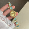 Secondhand Luxury Highend Colorful Women's Metal Bracelet Quartz Watch With Cat's Eye Chain And Round Dial