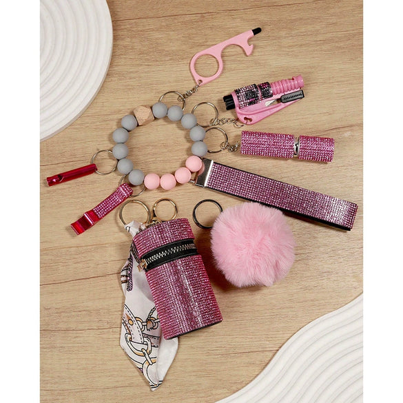 Selfdefense Alloy Lipstick Bag Whistle Perfume Bottle Windowbreaking Bead 9Piece Set Hanging Luggage Accessories Minimalist