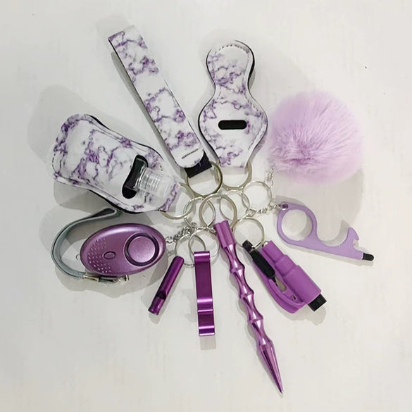 Selfdefense Keychain Hand Sanitizer Bottle And Lipstick Set Alloy Minimalist Key Pendant