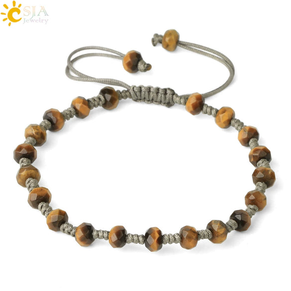 Semi Precious Stone Geometric Beaded Woven Bracelet Polished Unisex Personality Jewelry