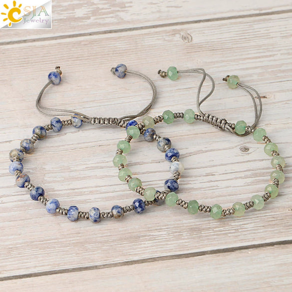Semi Precious Stone Geometric Beaded Woven Bracelet Polished Unisex Personality Jewelry