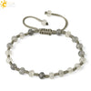 Semi Precious Stone Geometric Beaded Woven Bracelet Polished Unisex Personality Jewelry