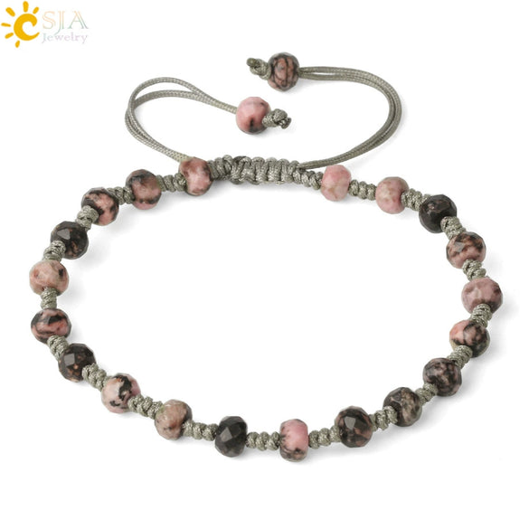 Semi Precious Stone Geometric Beaded Woven Bracelet Polished Unisex Personality Jewelry