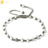 Semi Precious Stone Geometric Beaded Woven Bracelet Polished Unisex Personality Jewelry