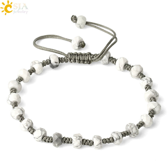 Semi Precious Stone Geometric Beaded Woven Bracelet Polished Unisex Personality Jewelry