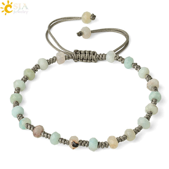 Semi Precious Stone Geometric Beaded Woven Bracelet Polished Unisex Personality Jewelry
