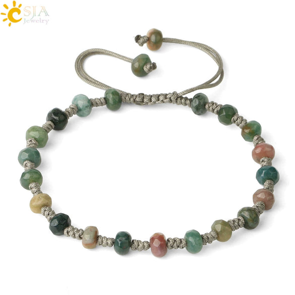 Semi Precious Stone Geometric Beaded Woven Bracelet Polished Unisex Personality Jewelry