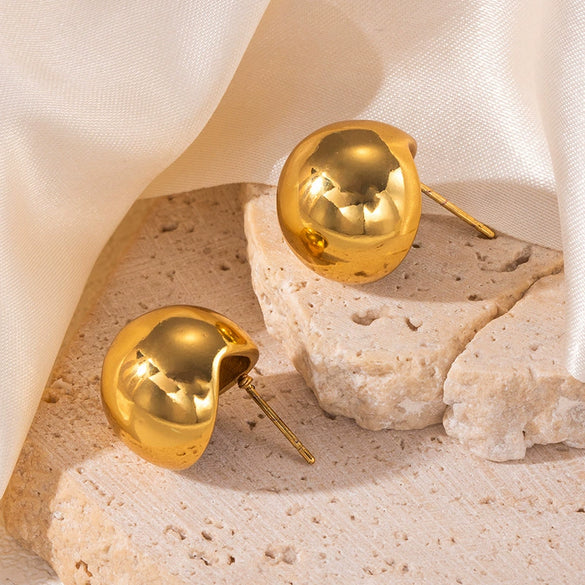 Semicircular Geometric Titanium Steel Women's Earrings With Electroplating And Personality Style