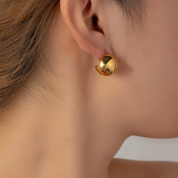 Semicircular Geometric Titanium Steel Women's Earrings With Electroplating And Personality Style