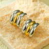 Semicircular Stainless Steel And 18K Gold Geometric Style Electroplated Women's Earrings And Ring