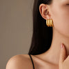 Semicircular Stainless Steel And 18K Gold Geometric Style Electroplated Women's Earrings And Ring