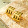 Semicircular Stainless Steel And 18K Gold Geometric Style Electroplated Women's Earrings And Ring