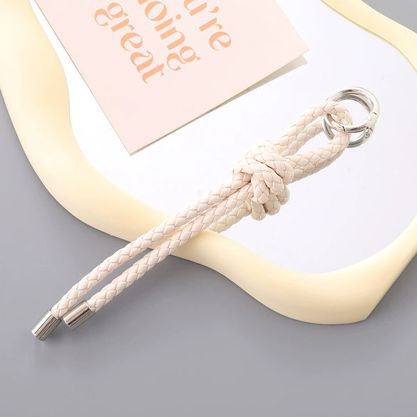Semimanual Handwoven Artificial Leather Car Keychain Pendant Mobile Phone Bag Pendant Lanyard Small Gift