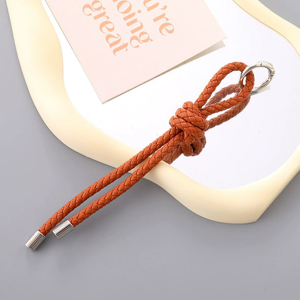 Semimanual Handwoven Artificial Leather Car Keychain Pendant Mobile Phone Bag Pendant Lanyard Small Gift