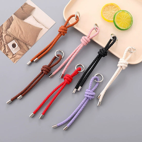 Semimanual Handwoven Artificial Leather Car Keychain Pendant Mobile Phone Bag Pendant Lanyard Small Gift