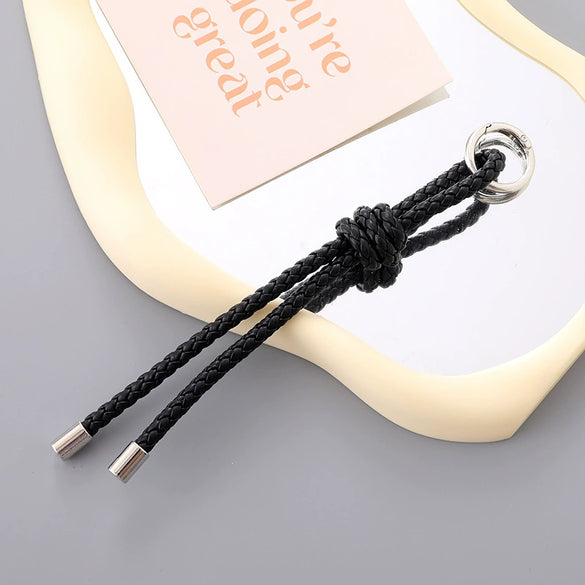 Semimanual Handwoven Artificial Leather Car Keychain Pendant Mobile Phone Bag Pendant Lanyard Small Gift