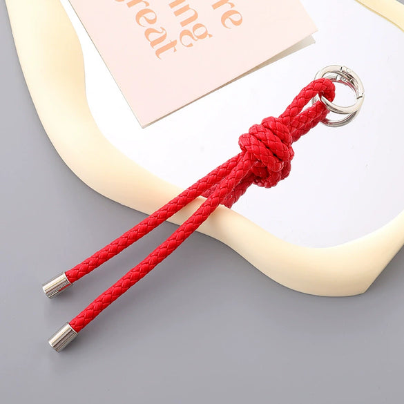 Semimanual Handwoven Artificial Leather Car Keychain Pendant Mobile Phone Bag Pendant Lanyard Small Gift