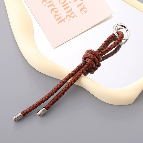Semimanual Handwoven Artificial Leather Car Keychain Pendant Mobile Phone Bag Pendant Lanyard Small Gift