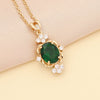 Semiprecious Stone Full Diamond Dropshaped Women's Simple Metal Necklace With Box Chain