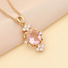 Semiprecious Stone Full Diamond Dropshaped Women's Simple Metal Necklace With Box Chain