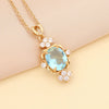 Semiprecious Stone Full Diamond Dropshaped Women's Simple Metal Necklace With Box Chain
