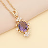 Semiprecious Stone Full Diamond Dropshaped Women's Simple Metal Necklace With Box Chain