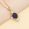 Semiprecious Stone Full Diamond Dropshaped Women's Simple Metal Necklace With Box Chain