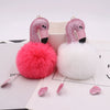 Sequined Flamingo Plush Keychain Glitter Pu Leather Imitation Rex Rabbit Fur Ball Bag Pendant